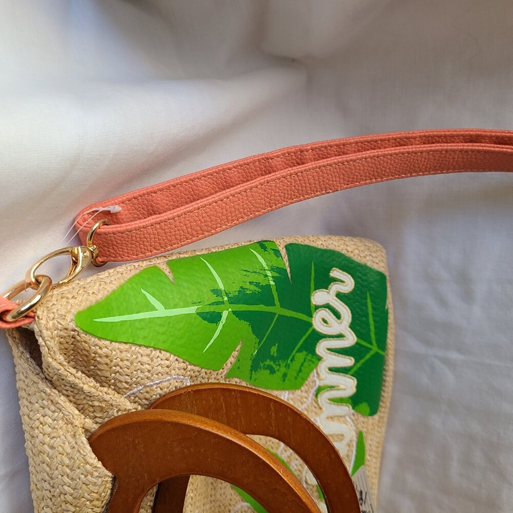 Disney Store Tropical Hideaway Mickey Mouse Raffia Style Tote Bag - Picture 3 of 5